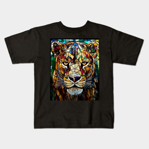 Female lion face Kids T-Shirt by Jeff NZ